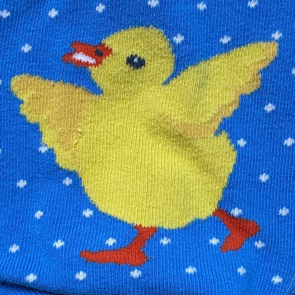 NWOT Baby Boden 6-12M Blue Knit Leggings Tights with Spring Easter Chick Duck - Picture 4 of 5